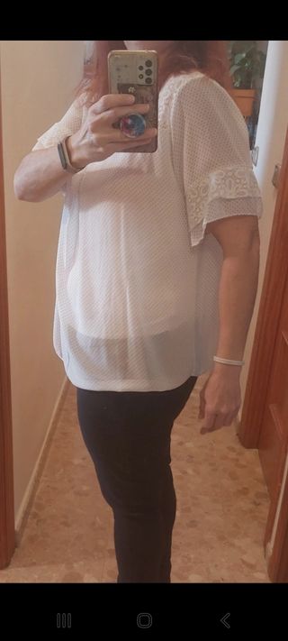 Blusa blanca encaje talla unica