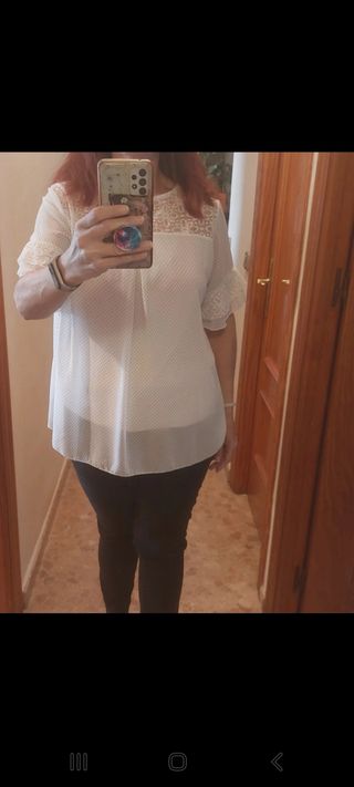 Blusa blanca encaje talla unica