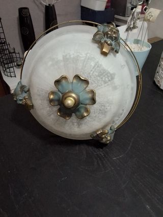 Lámpara vintage dorada y verde agua