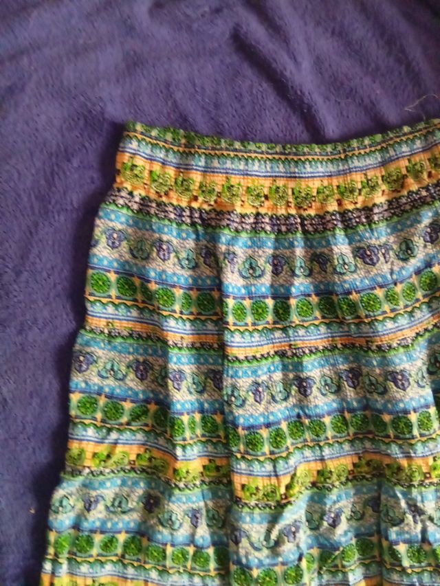 Falda larga estampada azul y verde