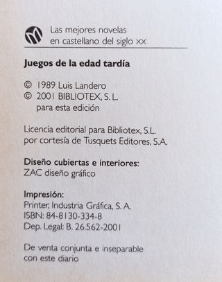 NOVELA "JUEGOS DE LA EDAD TARDÍA" DE LUÍS LANDERO 