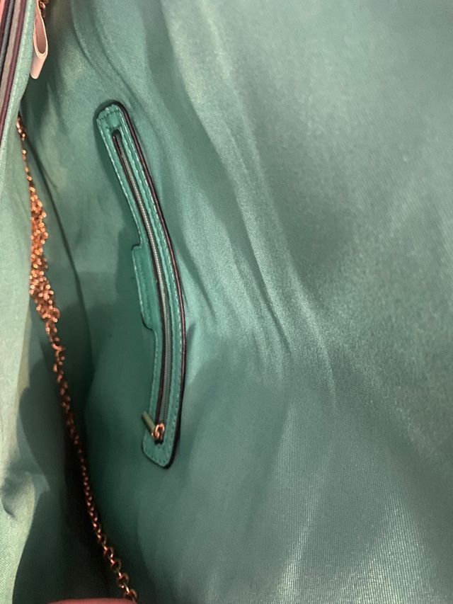 Bolso sobre efecto piel - beige y verde agua
