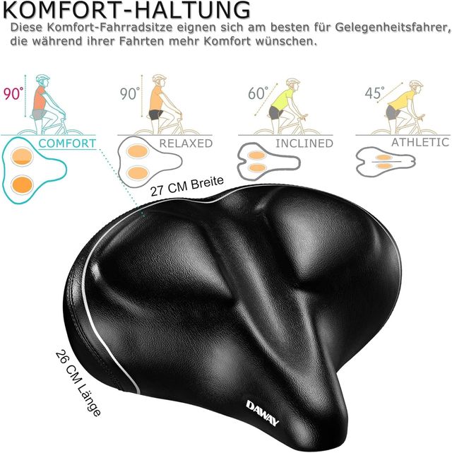 DAWAY Sillín de bicicleta de gran tamaño y cómodo