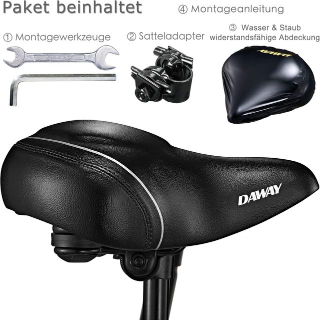 DAWAY Sillín de bicicleta de gran tamaño y cómodo