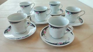 Juego 6 Tazas Café . Diametro 8 y altura 7.5 cms.