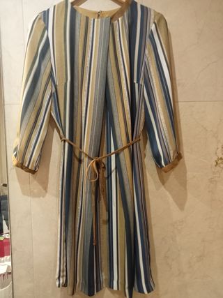 Vestido rayas t44 con antelina, marca Merletti
