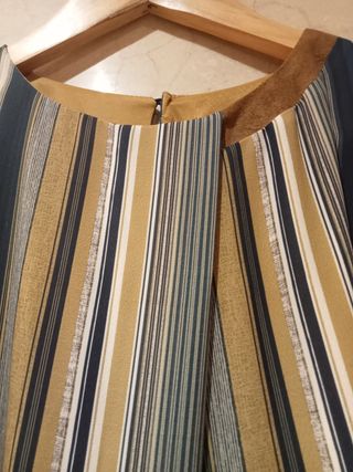 Vestido rayas t44 con antelina, marca Merletti
