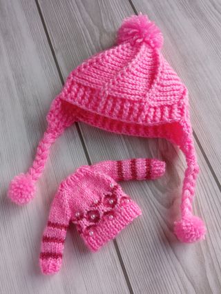 Conjunto jersey y gorro con orejeras rosa- Blythe 