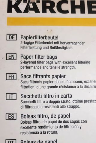 Bolsas aspiradoras de filtro de papel KARCHER