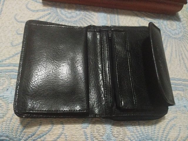 Monedero Piel sintéticaNegra Mujer