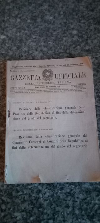 Supplemento Gazzetta Ufficiale n.301 del 31 dic.49