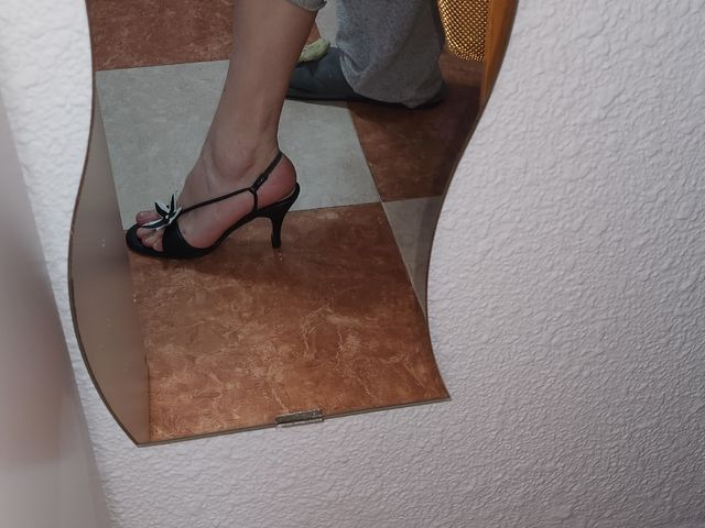 Zapatos negros con flor - tacón