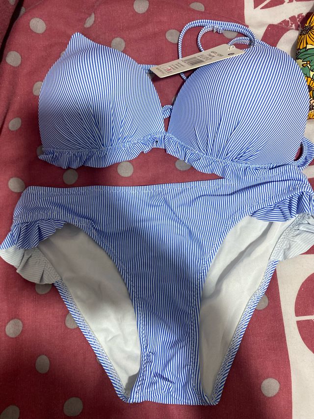Bikini rayas azul y blanco