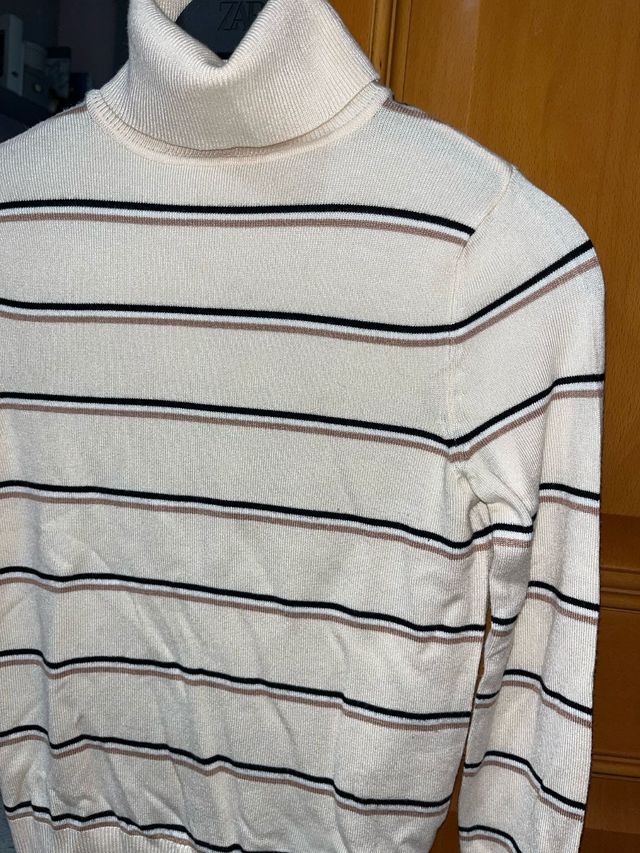 Jersey rayas beige-marrón y negro