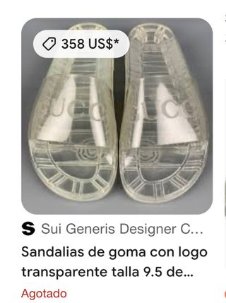 Chanclas Gucci transparentes talla 9.5