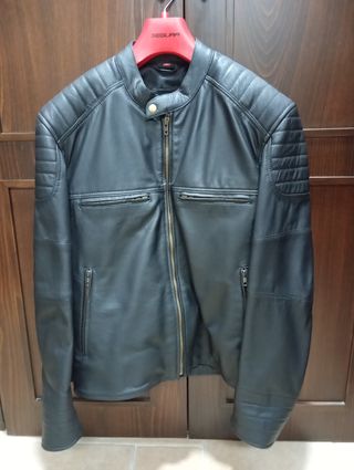 Chaqueta cuero moto negra