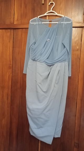 Vestido azul fiesta manga larga