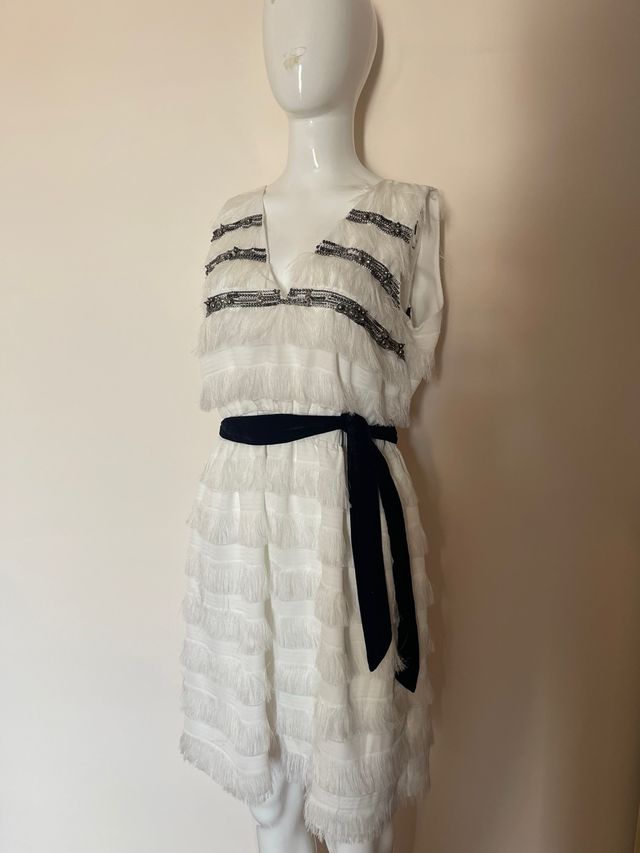 Miniabito Pinko bianco con frange