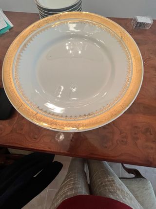 Vajilla porcelana Bidasoa blanca y dorada vintage