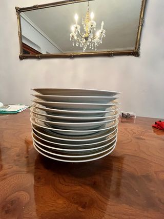 Vajilla porcelana Bidasoa blanca y dorada vintage