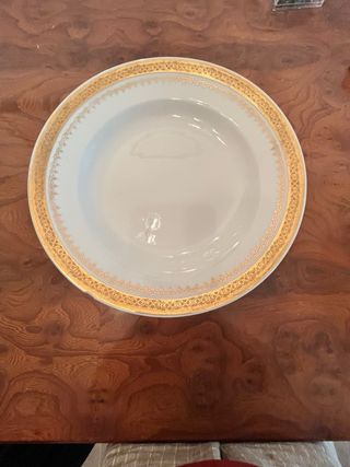 Vajilla porcelana Bidasoa blanca y dorada vintage