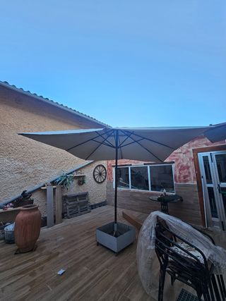 Sombrilla de jardín beige, 3x3