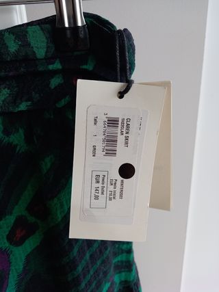 Falda midi Bash estampada verde-negro, talla 36/S