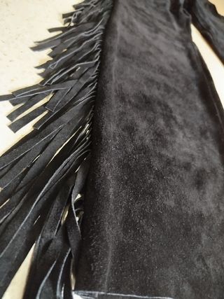 Pantalones ante negros flecos Cuero 100%