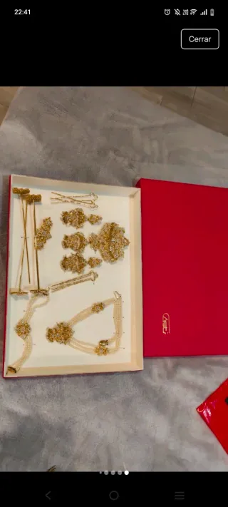 Aderezo Fallera Dorado con Perlas