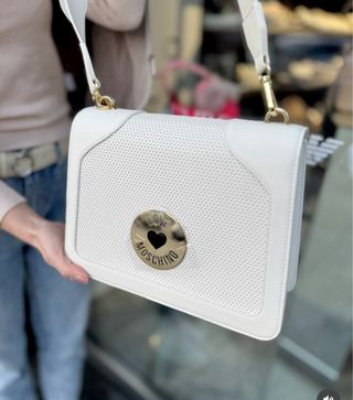 Borsa Love Moschino bianco panna e oro