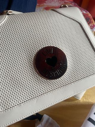 Borsa Love Moschino bianco panna e oro