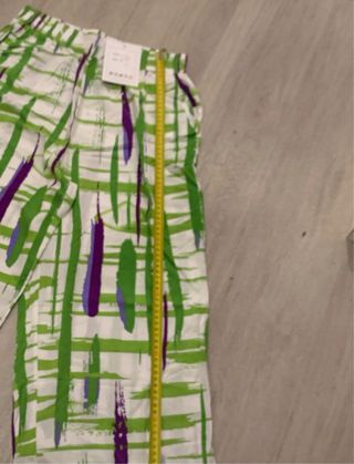 Pantalones anchos mujer - verdes y blancos