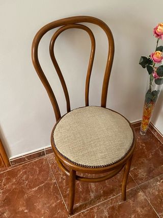 Silla vintage madera - Asiento beige son 4 unidade