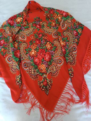 Mantón flecos rojo 160x160