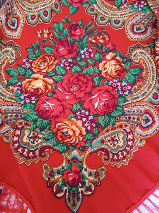 Mantón flecos rojo 160x160