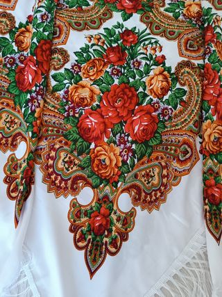 Mantón flecos blanco 160x160