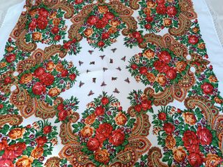 Mantón flecos blanco 160x160