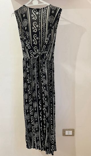 Vestito lungo estivo nero fantasia bianca india