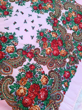 Mantón flecos rosa palo 160x160