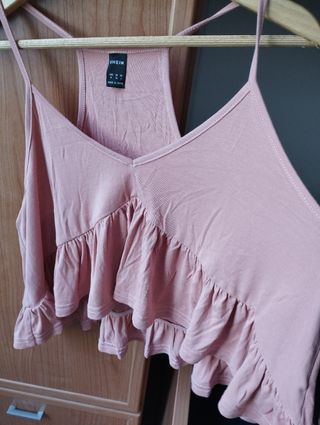 Top de tirantes rosa volantes Shein verano