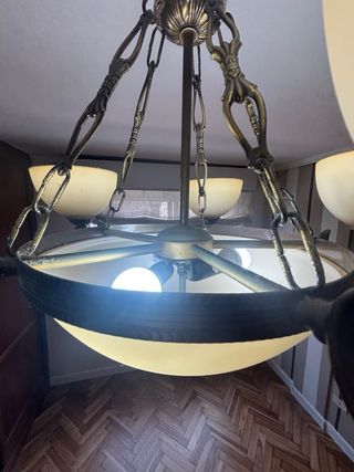 Lampara bronce y cristal