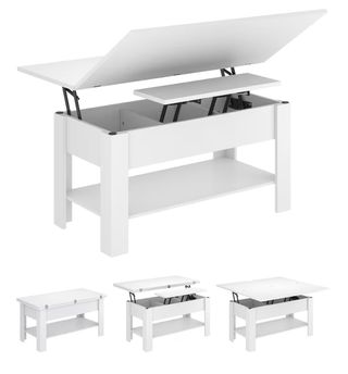 Mesa centro elevable blanca