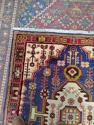 Alfombra persa Hamadan, lana, roja y negra