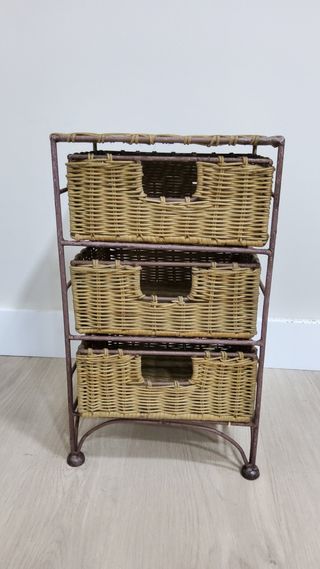 CAJONERA RÚSTICA MIMBRE Y METAL MARRÓN-ENVIO