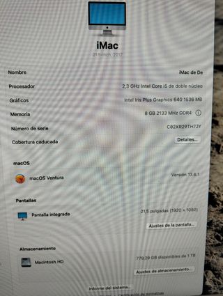 iMac 21,5" 2017 - 2,3 GHz - 1TB