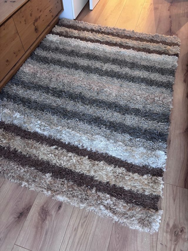 Alfombra beige y marrón - poliéster