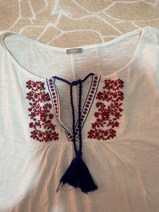 Blusa OVS bianca ricamata tg. unica