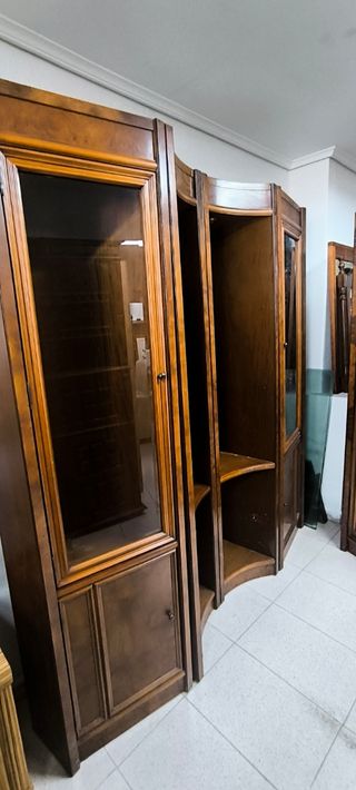Vitrina antigua madera 4 piezas modular