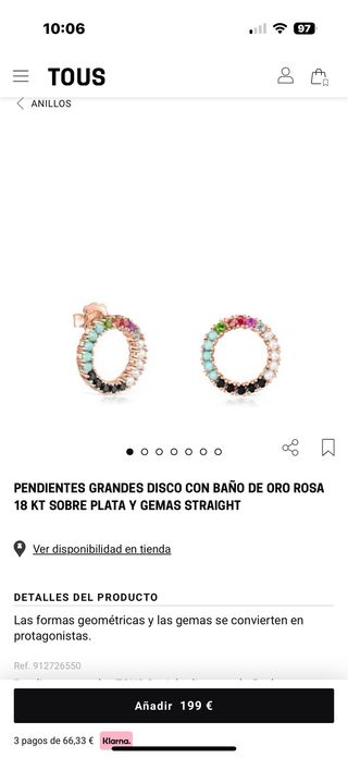 Pendientes Tous dorados multicolor
