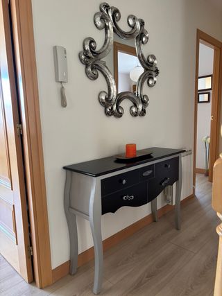 Aparador y espejo cris y marron 110x33cm